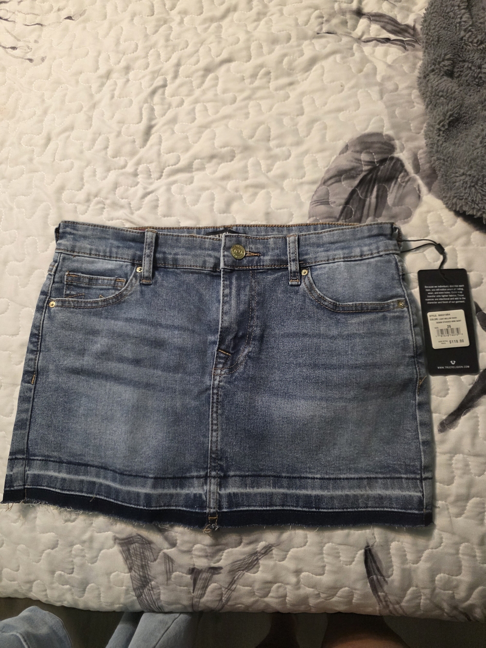 True Religion Light Blue Denim Mini Skirt